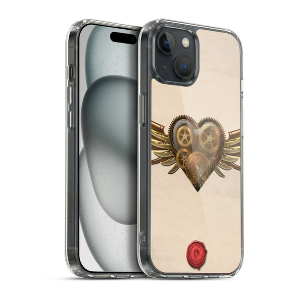 Anne Stokes Steampunk Winged Cog Heart Soft Gel Case for Apple iPhone 15 Plus & MagSafe