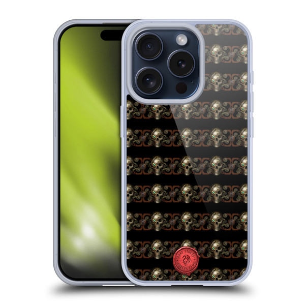 Anne Stokes Steampunk Skull Pattern Soft Gel Case for Apple iPhone 15 Pro