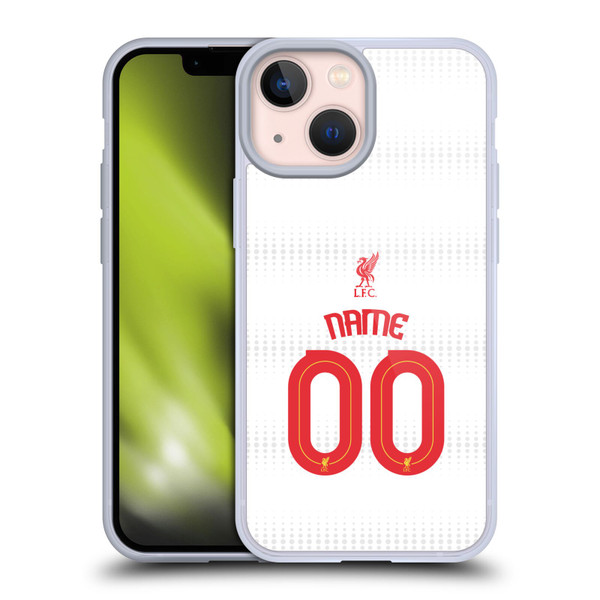 Custom Customised Personalised Liverpool Football Club Personalise Home Away Third Kit Shirt White Soft Gel Case for Apple iPhone 13 Mini