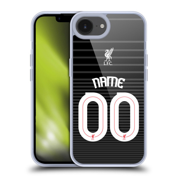 Custom Customised Personalised Liverpool Football Club Personalise Home Away Third Kit Shirt Black Soft Gel Case for Apple iPhone 16e