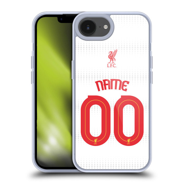 Custom Customised Personalised Liverpool Football Club Personalise Home Away Third Kit Shirt White Soft Gel Case for Apple iPhone 16e