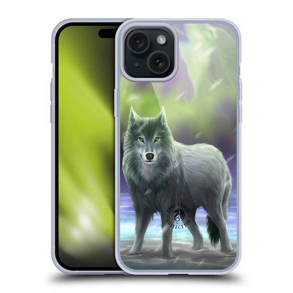 Anne Stokes Wolves Aura Soft Gel Case for Apple iPhone 15 Plus