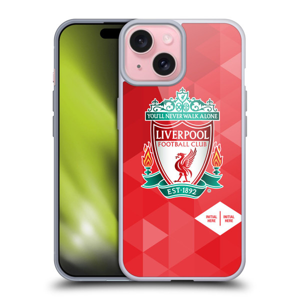 Custom Customised Personalised Liverpool Football Club Logo 1 Crest Geometric Red Soft Gel Case for Apple iPhone 15