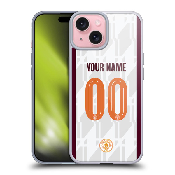Custom Customised Personalised Manchester City Man City FC 2023/24 Badge Kit Away Soft Gel Case for Apple iPhone 15