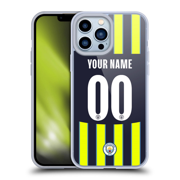 Custom Customised Personalised Manchester City Man City FC 2024/25 Badge Kit Away Soft Gel Case for Apple iPhone 13 Pro Max