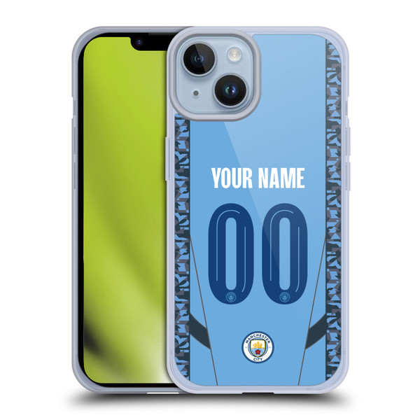 Custom Customised Personalised Manchester City Man City FC 2024/25 Badge Kit Home Soft Gel Case for Apple iPhone 14