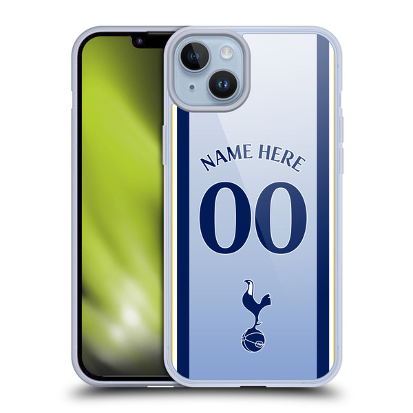 Custom Customised Personalised Tottenham Hotspur F.C. 2024/25 Badge Kit Away Soft Gel Case for Apple iPhone 14 Plus
