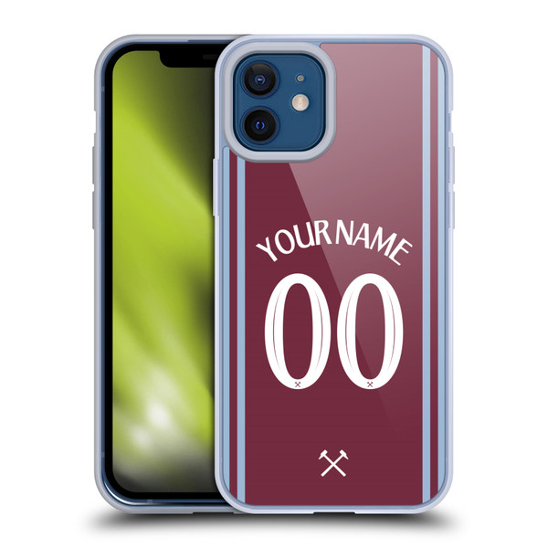 Custom Customised Personalised West Ham United FC 2024/25 Kit Home Soft Gel Case for Apple iPhone 12 / iPhone 12 Pro