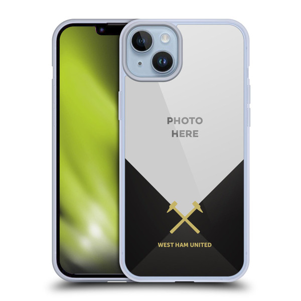 Custom Customised Personalised West Ham United FC Photos Black And Gold Soft Gel Case for Apple iPhone 14 Plus