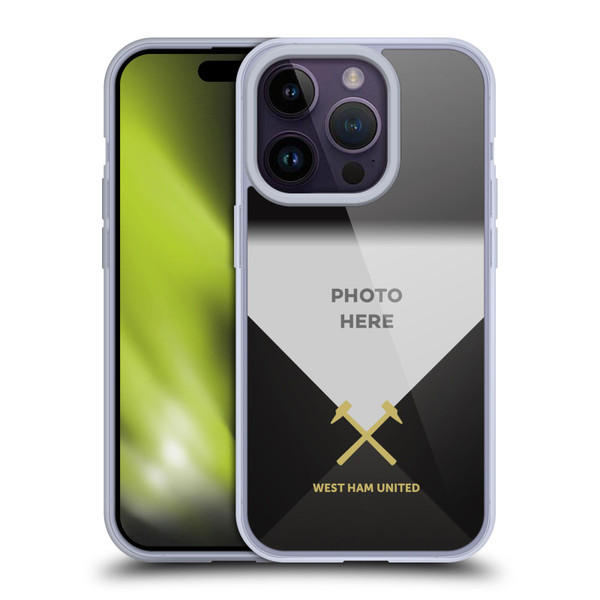 Custom Customised Personalised West Ham United FC Photos Black And Gold Soft Gel Case for Apple iPhone 14 Pro