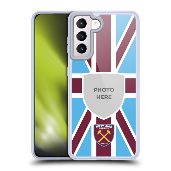 Custom Customised Personalised West Ham United FC Photos Union Jack Flag Soft Gel Case for Samsung Galaxy S21 5G
