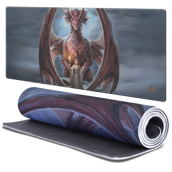 Anne Stokes Dragon Art Guardian Gaming Office Desk PC Keyboard Mouse Mat Pad 37.4 x 15.75 x 0.16 inches (900 x 400 mm) - XL