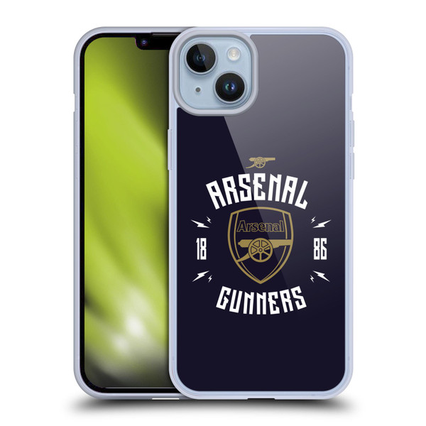 Arsenal FC Typography  Gunners Soft Gel Case for Apple iPhone 14 Plus