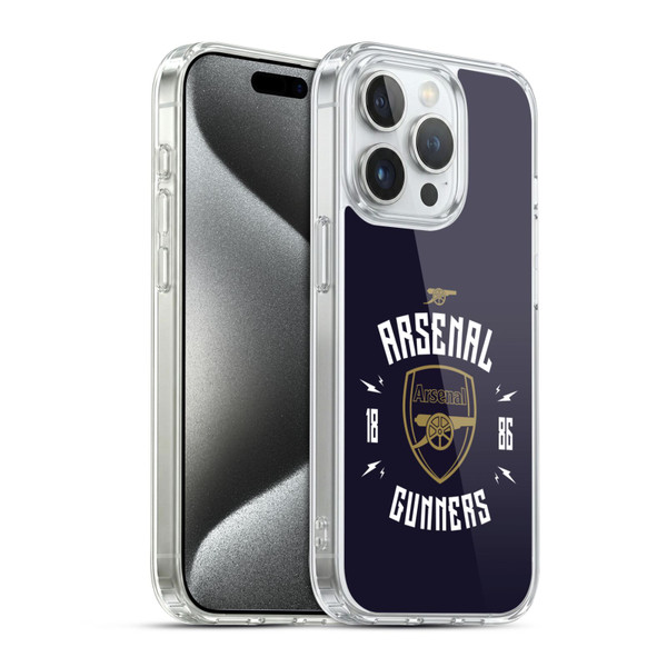 Arsenal FC Typography  Gunners Soft Gel Case for Apple iPhone 15 Pro & MagSafe