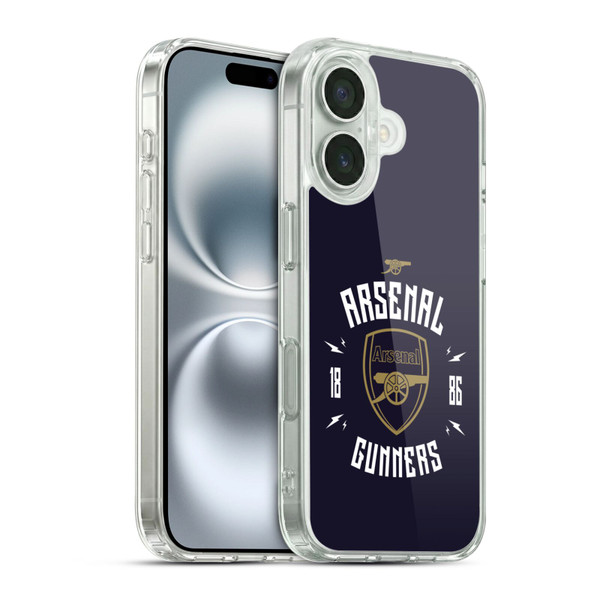 Arsenal FC Typography  Gunners Soft Gel Case for Apple iPhone 16 & MagSafe