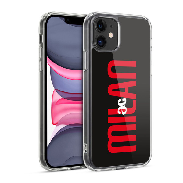 AC Milan Graphics Vertical Typography Soft Gel Case for Apple iPhone 11