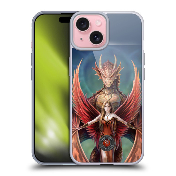 Anne Stokes Dragon Friendship Copperwings Soft Gel Case for Apple iPhone 15