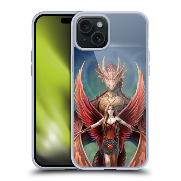 Anne Stokes Dragon Friendship Copperwings Soft Gel Case for Apple iPhone 15 Plus