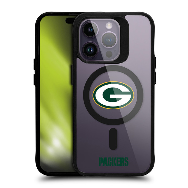 NFL Green Bay Packers Logo BLACK SHOCKPROOF BUMPER CASE COMPATIBLE WITH Apple iPhone 14 Pro & MAGSAFE
