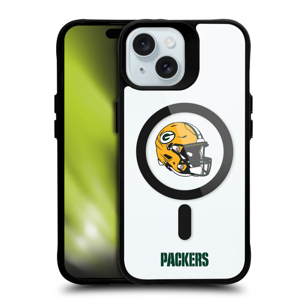 NFL Green Bay Packers Helmet Logotype BLACK SHOCKPROOF BUMPER CASE COMPATIBLE WITH Apple iPhone 15 & MAGSAFE