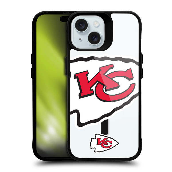 NFL Kansas City Chiefs Oversized BLACK SHOCKPROOF BUMPER CASE COMPATIBLE WITH Apple iPhone 15 & MAGSAFE