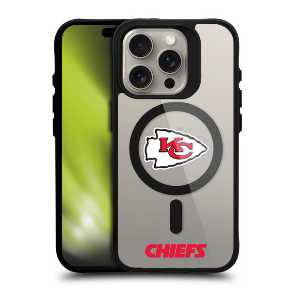NFL Kansas City Chiefs Logo BLACK SHOCKPROOF BUMPER CASE COMPATIBLE WITH Apple iPhone 15 Pro & MAGSAFE
