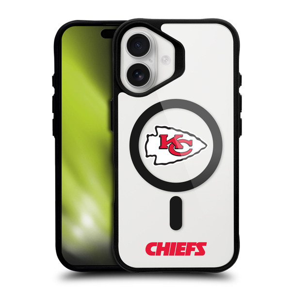 NFL Kansas City Chiefs Logo BLACK SHOCKPROOF BUMPER CASE COMPATIBLE WITH Apple iPhone 16 & MAGSAFE