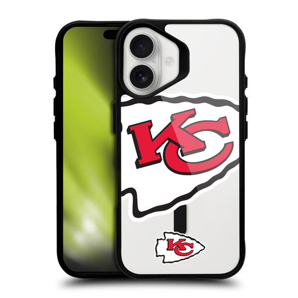 NFL Kansas City Chiefs Oversized BLACK SHOCKPROOF BUMPER CASE COMPATIBLE WITH Apple iPhone 16 & MAGSAFE