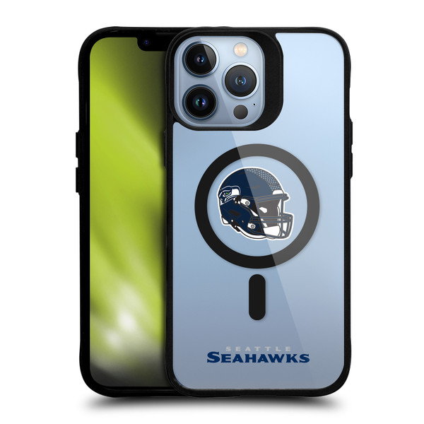 NFL Seattle Seahawks Helmet Logotype BLACK SHOCKPROOF BUMPER CASE COMPATIBLE WITH Apple iPhone 13 Pro Max & MAGSAFE