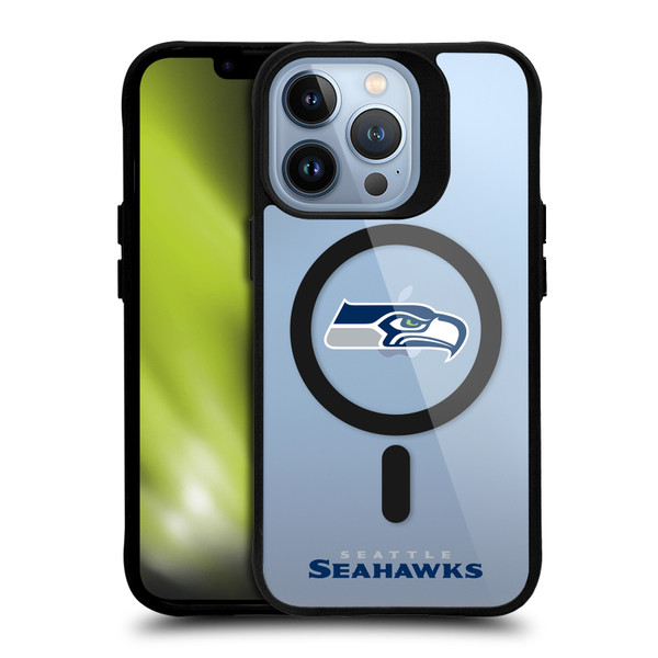 NFL Seattle Seahawks Logo BLACK SHOCKPROOF BUMPER CASE COMPATIBLE WITH Apple iPhone 13 Pro & MAGSAFE
