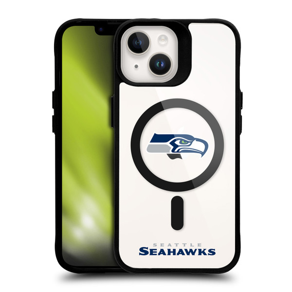NFL Seattle Seahawks Logo BLACK SHOCKPROOF BUMPER CASE COMPATIBLE WITH Apple iPhone 14 & MAGSAFE