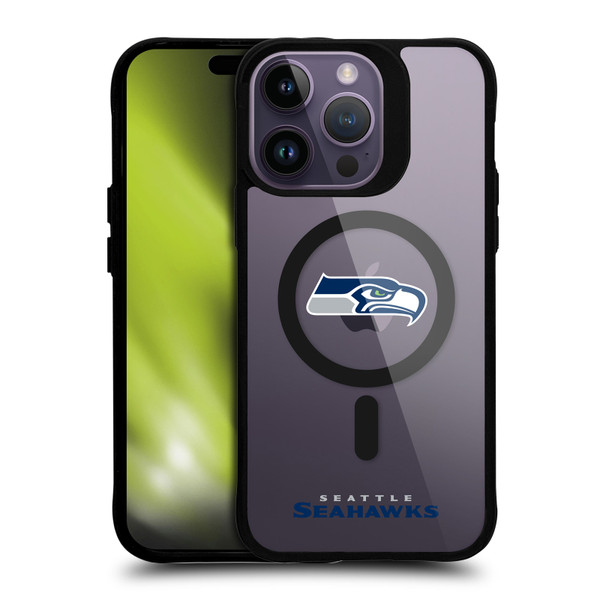 NFL Seattle Seahawks Logo BLACK SHOCKPROOF BUMPER CASE COMPATIBLE WITH Apple iPhone 14 Pro Max & MAGSAFE