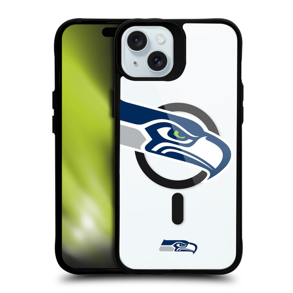 NFL Seattle Seahawks Oversized BLACK SHOCKPROOF BUMPER CASE COMPATIBLE WITH Apple iPhone 15 Plus & MAGSAFE