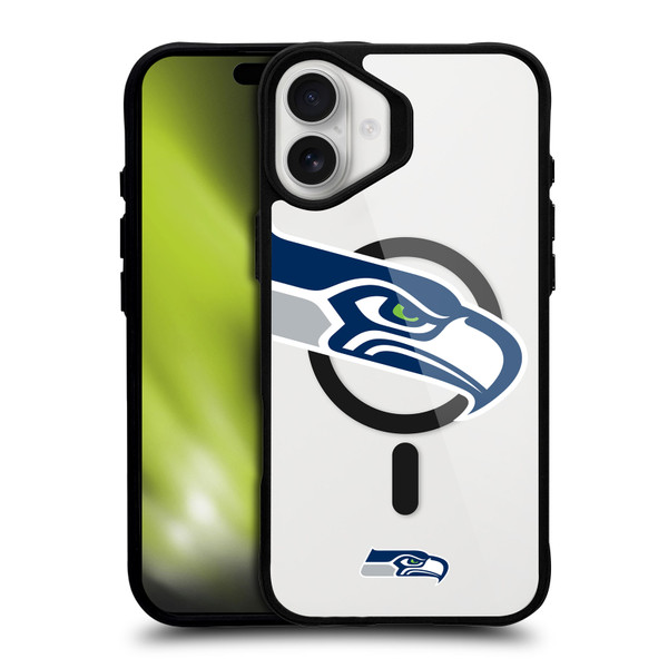 NFL Seattle Seahawks Oversized BLACK SHOCKPROOF BUMPER CASE COMPATIBLE WITH Apple iPhone 16 Plus & MAGSAFE
