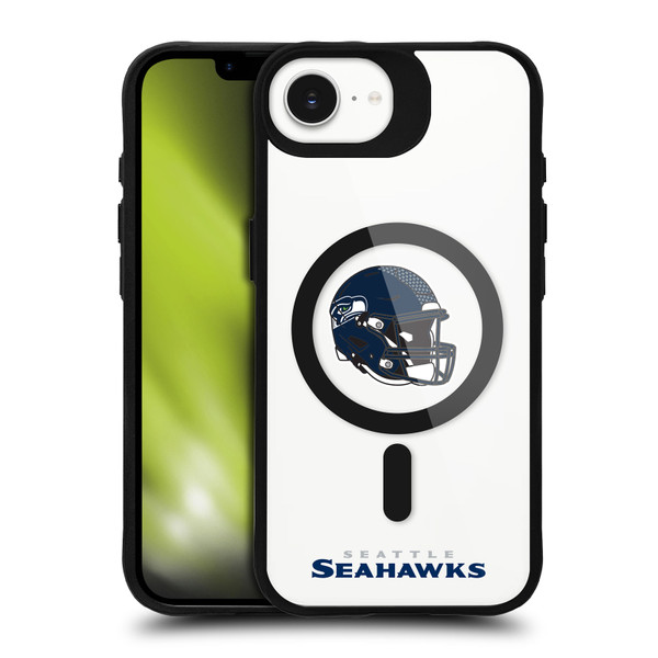 NFL Seattle Seahawks Helmet Logotype BLACK SHOCKPROOF BUMPER CASE COMPATIBLE WITH Apple iPhone 16e / Apple iPhone 17e & MAGSAFE