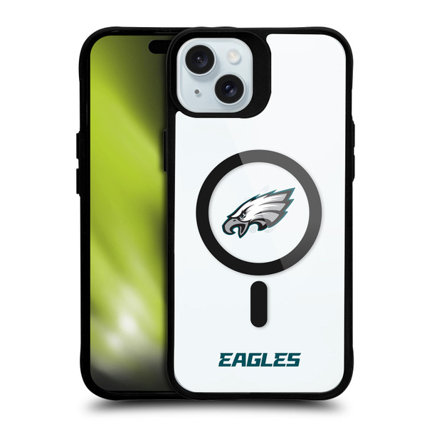 NFL Philadelphia Eagles Logo BLACK SHOCKPROOF BUMPER CASE COMPATIBLE WITH Apple iPhone 15 Plus & MAGSAFE