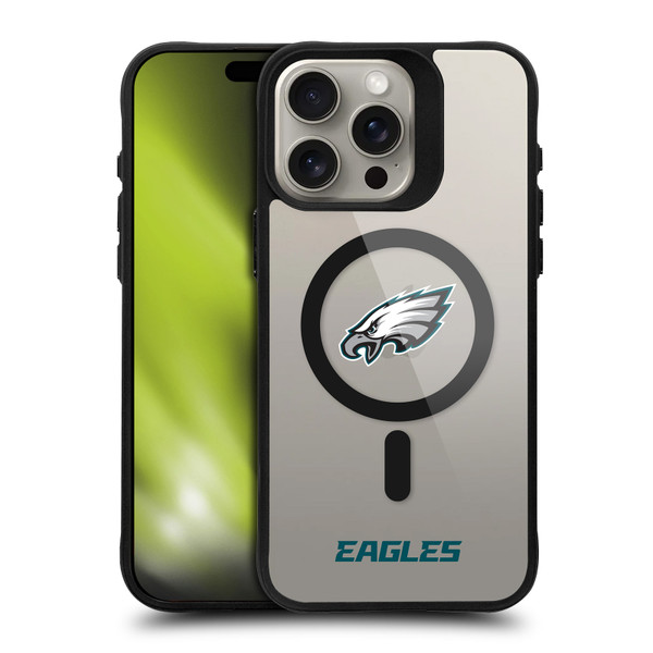 NFL Philadelphia Eagles Logo BLACK SHOCKPROOF BUMPER CASE COMPATIBLE WITH Apple iPhone 15 Pro Max & MAGSAFE