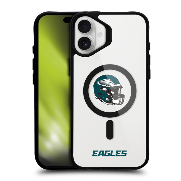 NFL Philadelphia Eagles Helmet Logotype BLACK SHOCKPROOF BUMPER CASE COMPATIBLE WITH Apple iPhone 16 Plus & MAGSAFE
