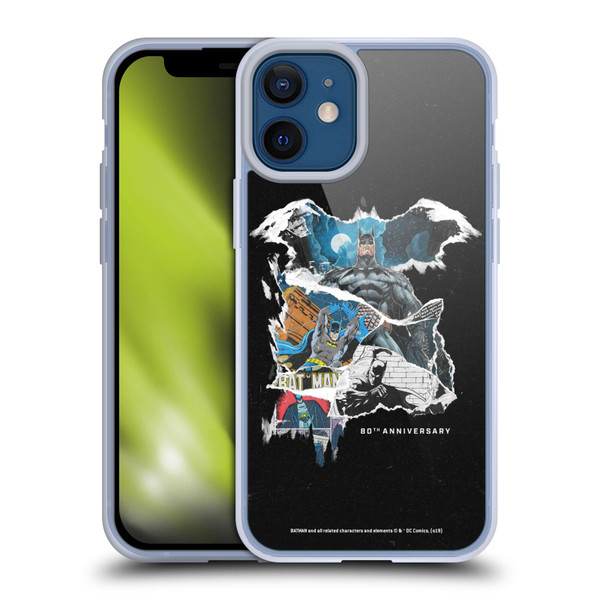 Batman DC Comics 80th Anniversary Ripped Paper Logo Soft Gel Case for Apple iPhone 12 Mini