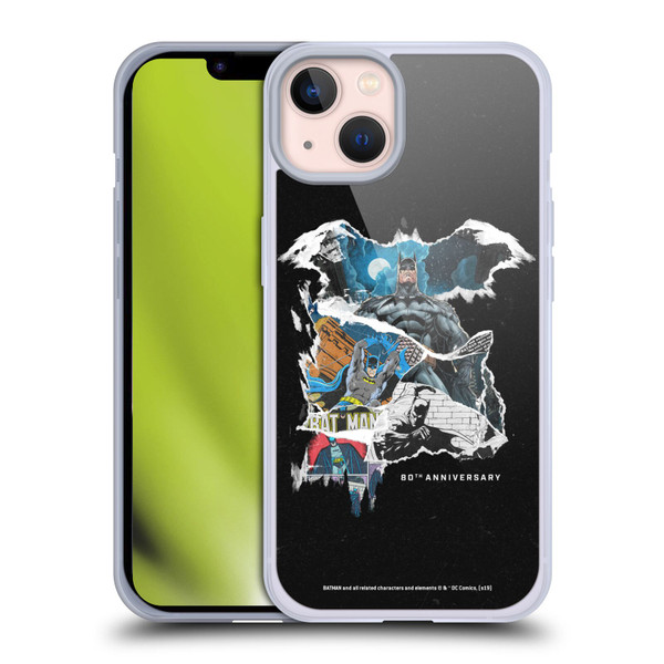 Batman DC Comics 80th Anniversary Ripped Paper Logo Soft Gel Case for Apple iPhone 13