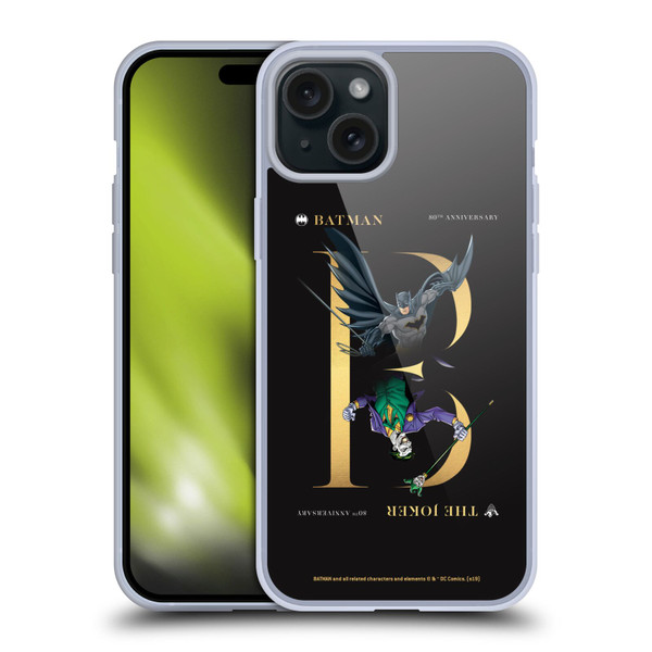 Batman DC Comics 80th Anniversary Joker Rivalry Soft Gel Case for Apple iPhone 15 Plus