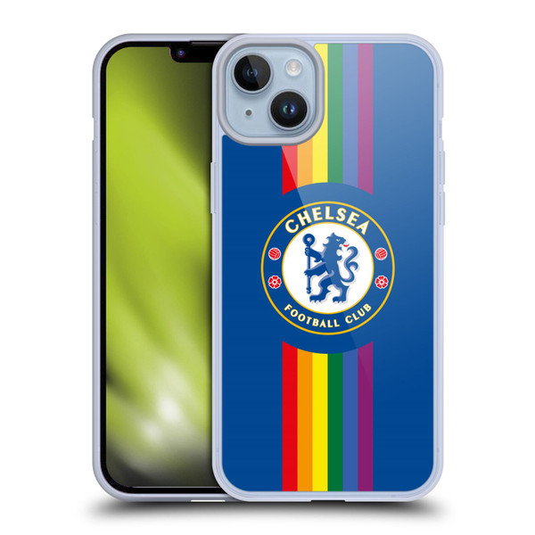 Chelsea Football Club PRIDE CREST Vertical Blue Soft Gel Case for Apple iPhone 14 Plus