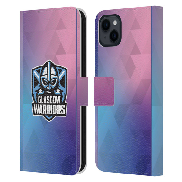 Glasgow Warriors 2025/26 Crest Kit Training Leather Book Wallet Case Cover For Apple iPhone 15 Plus