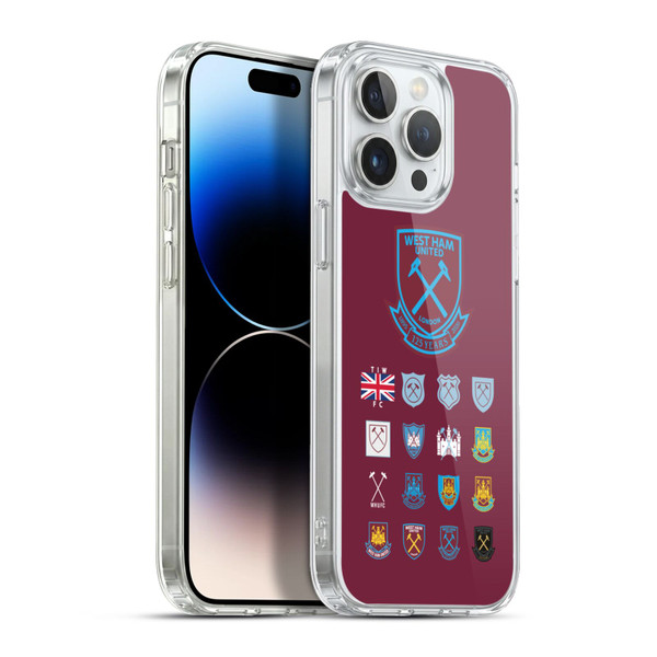 West Ham United FC Crest History Pattern 2 Soft Gel Case for Apple iPhone 13 Pro Max & MagSafe