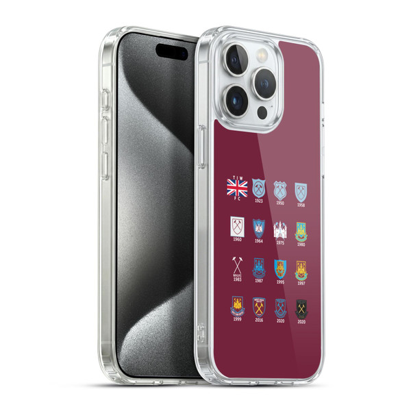 West Ham United FC Crest History Pattern 4 Soft Gel Case for Apple iPhone 15 Pro Max & MagSafe