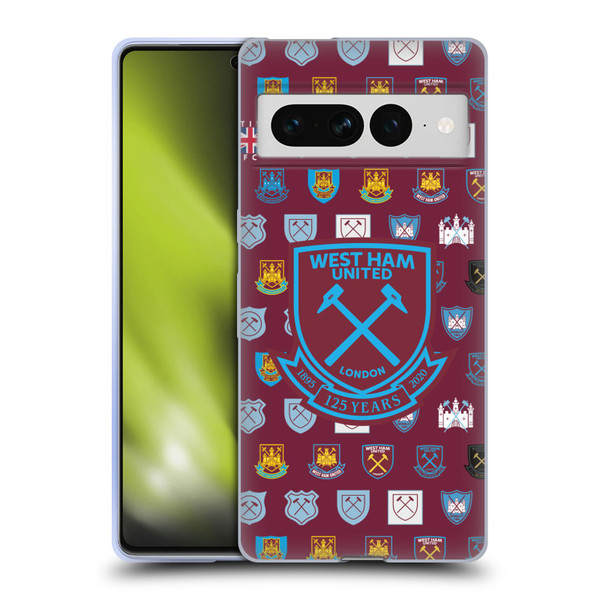 West Ham United FC Crest History Pattern 5 Soft Gel Case for Google Pixel 7 Pro
