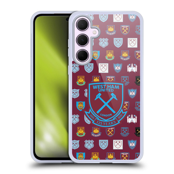 West Ham United FC Crest History Pattern 5 Soft Gel Case for Samsung Galaxy A35 5G