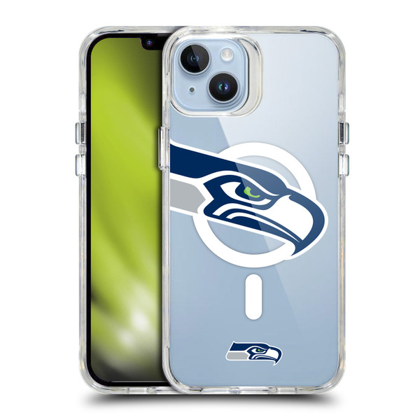 NFL Seattle Seahawks Oversized SHOCKPROOF BUMPER CASE COMPATIBLE WITH Apple iPhone 14 Plus & MAGSAFE