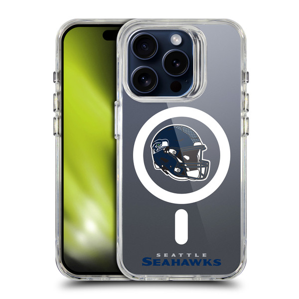 NFL Seattle Seahawks Helmet Logotype SHOCKPROOF BUMPER CASE COMPATIBLE WITH Apple iPhone 15 Pro & MAGSAFE