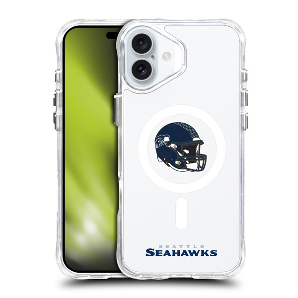 NFL Seattle Seahawks Helmet Logotype SHOCKPROOF BUMPER CASE COMPATIBLE WITH Apple iPhone 16 Plus & MAGSAFE